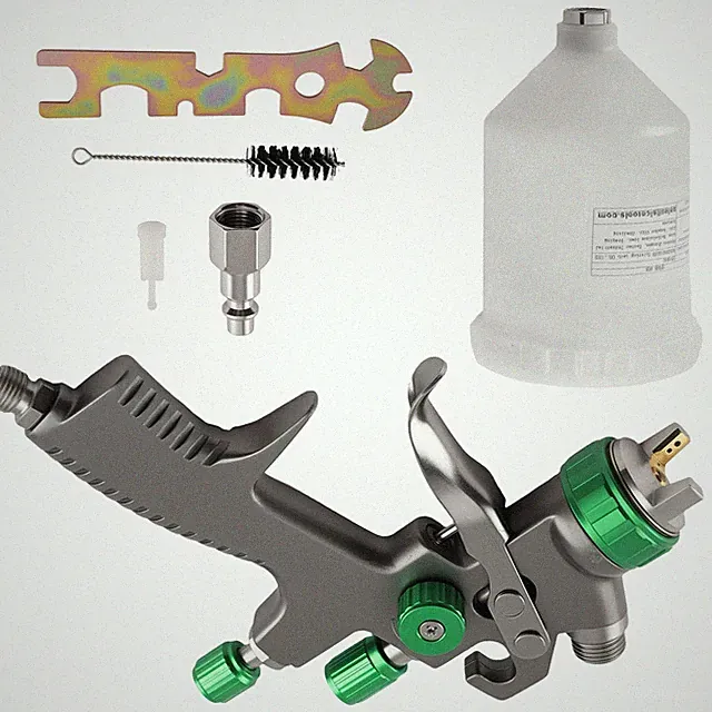 1.3mm LVLP Spray Gun Painting Automotive 600ml Tank Pressure Regulator Air Tool