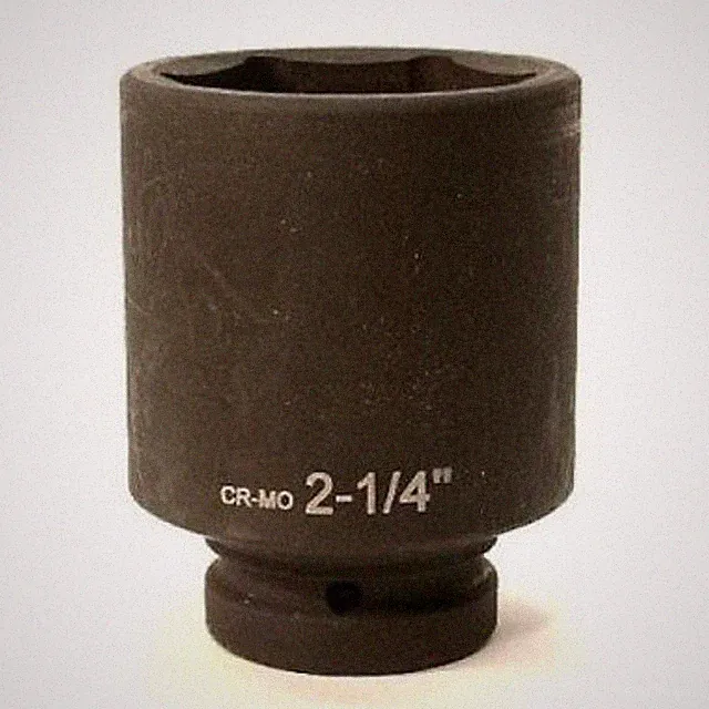 1" Drive 2-1/4" Air Impact Black Socket Wrench Tool Deep SAE Large Size