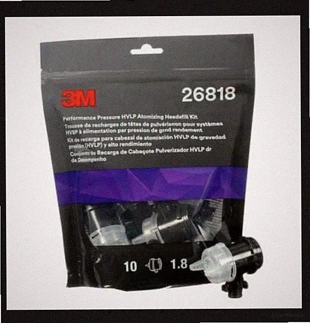 3M Performance Pressure HVLP Atomizing Head Refill Kit 26818, Clear,1.8, 10 pack